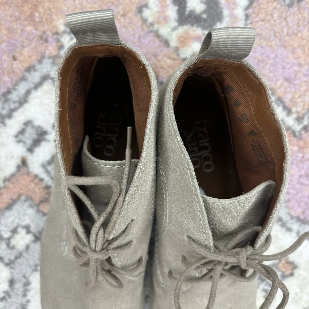 Franco Sarto Chukka Ankle Booties Beige‎ Suede Leather 8 Palazzo Boho Casual